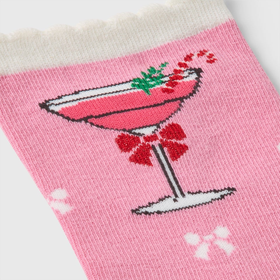 Pink Christmas Drink Socks