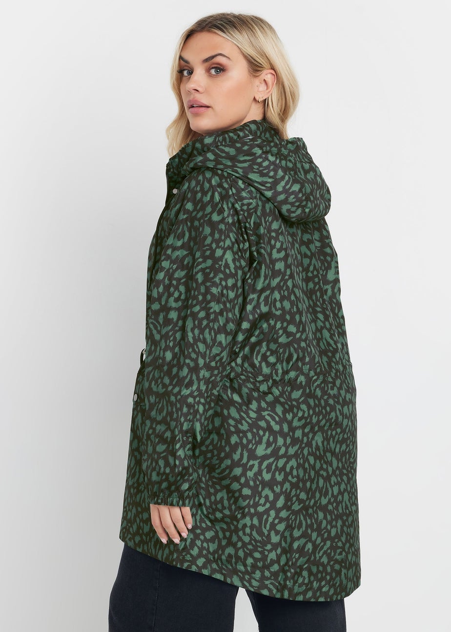 YOURS Curve Green Leopard Lightweight Parka Jacket