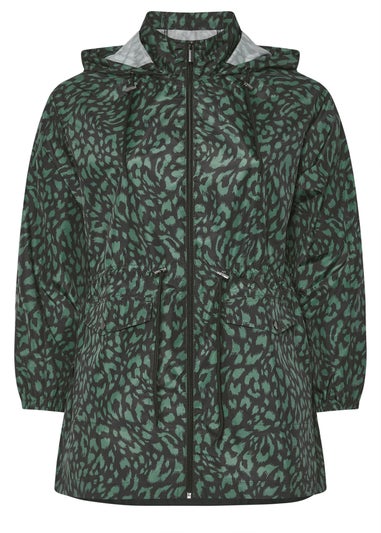 YOURS Curve Green Leopard Lightweight Parka Jacket