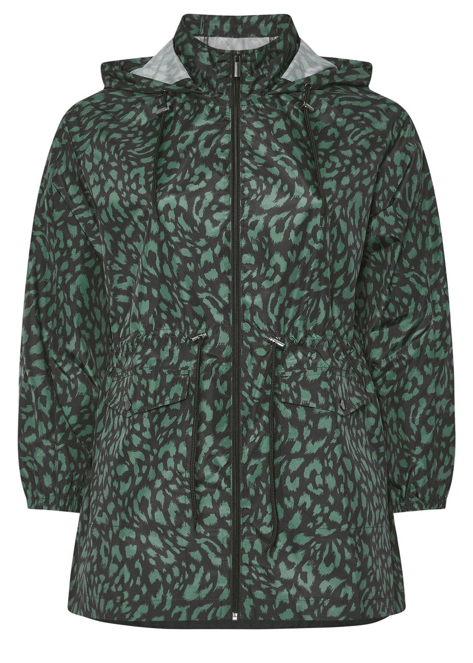 YOURS Curve Green Leopard Lightweight Parka Jacket