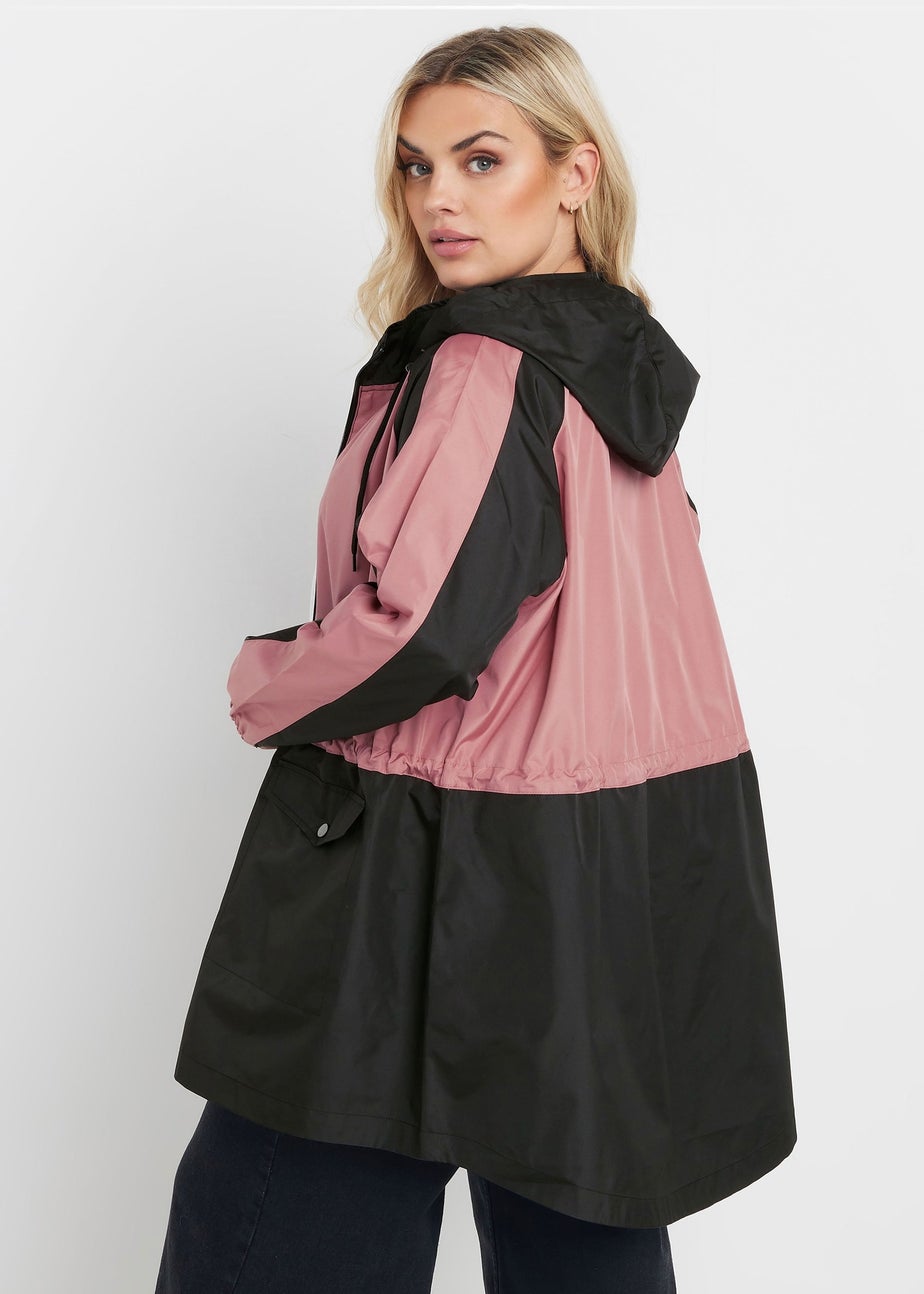 Yours Curve Pink & Black Colourblock Lightweight Parka Jacket