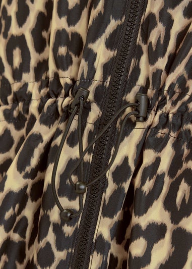 YOURS Curve Brown Leopard Print Longline Parka Jacket