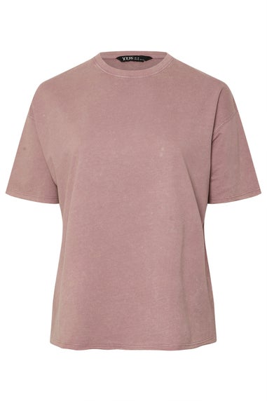 Yours Curve Pink Acid Wash Oversized Sweat T-Shirt