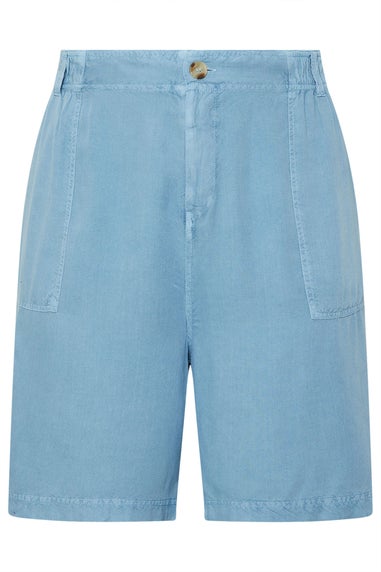 Yours Curve Light Blue Chambray Pull On Shorts