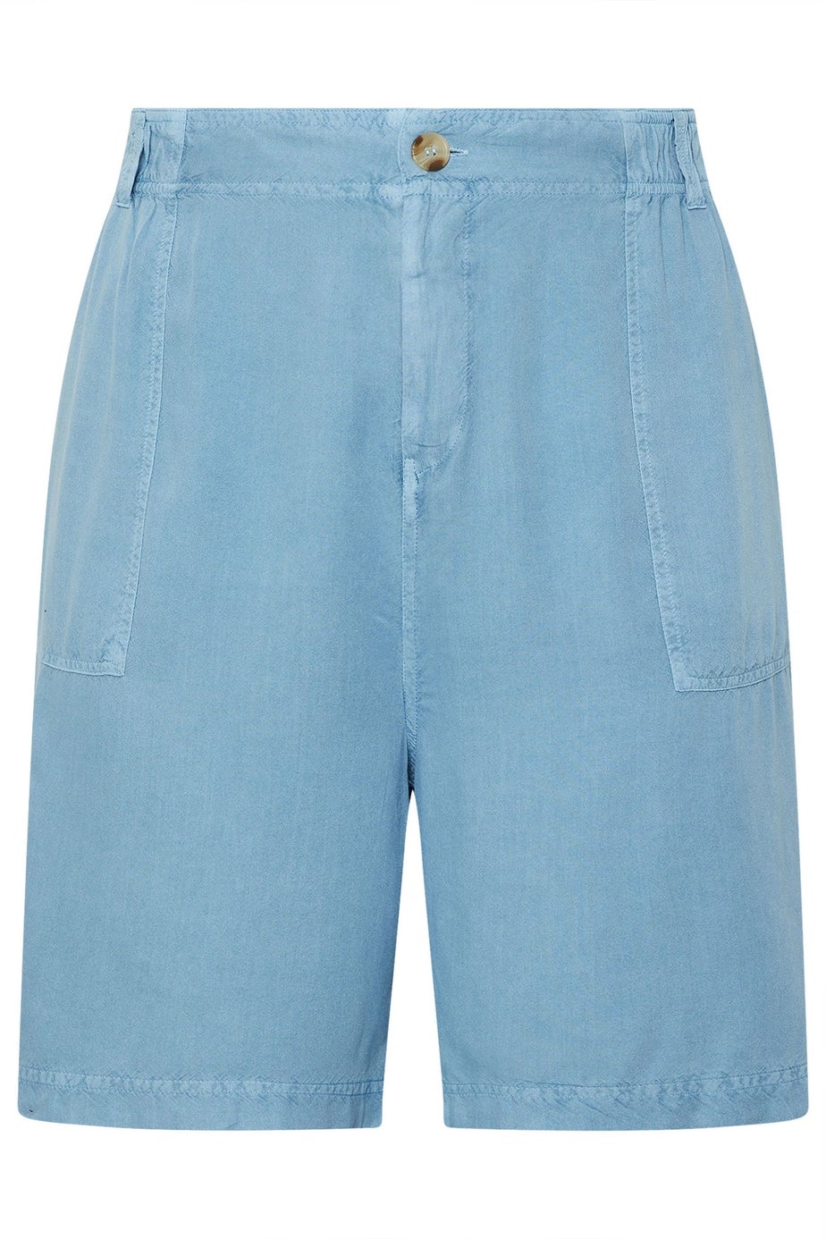 Yours Curve Light Blue Chambray Pull On Shorts