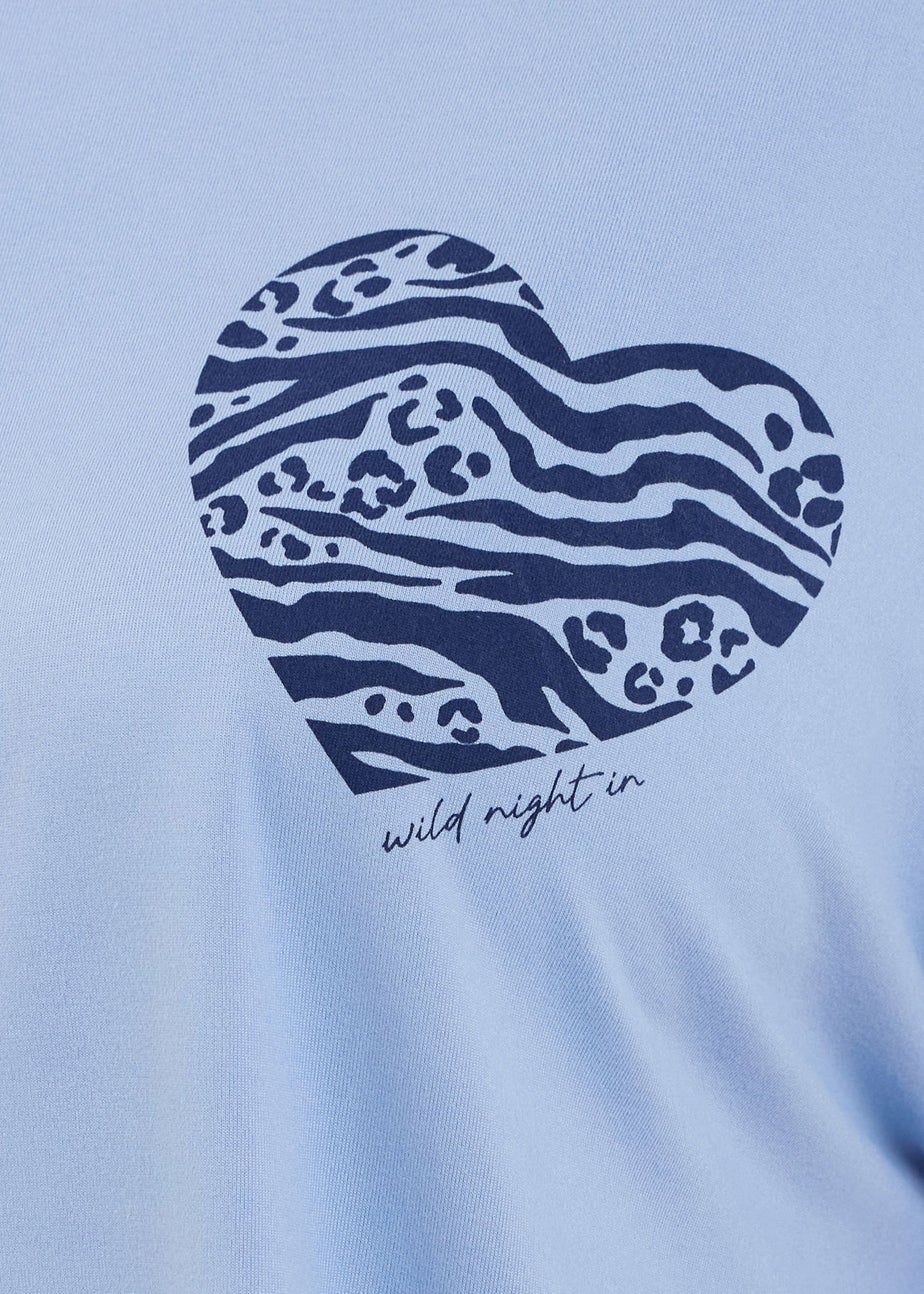 Yours Curve Blue Wild Night In Animal Print Short Pyjama Set