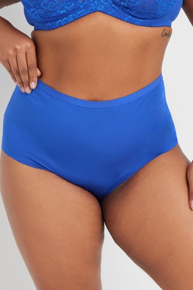 Yours 3 Pack Curve Blue & White Lace Back High Waisted Knickers