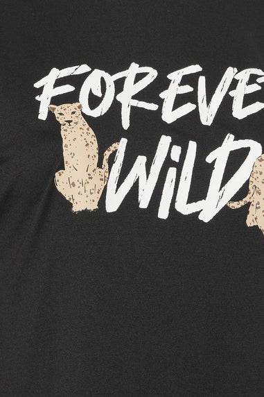 Yours Curve Black Forever Wild Soft Touch Pyjama Top