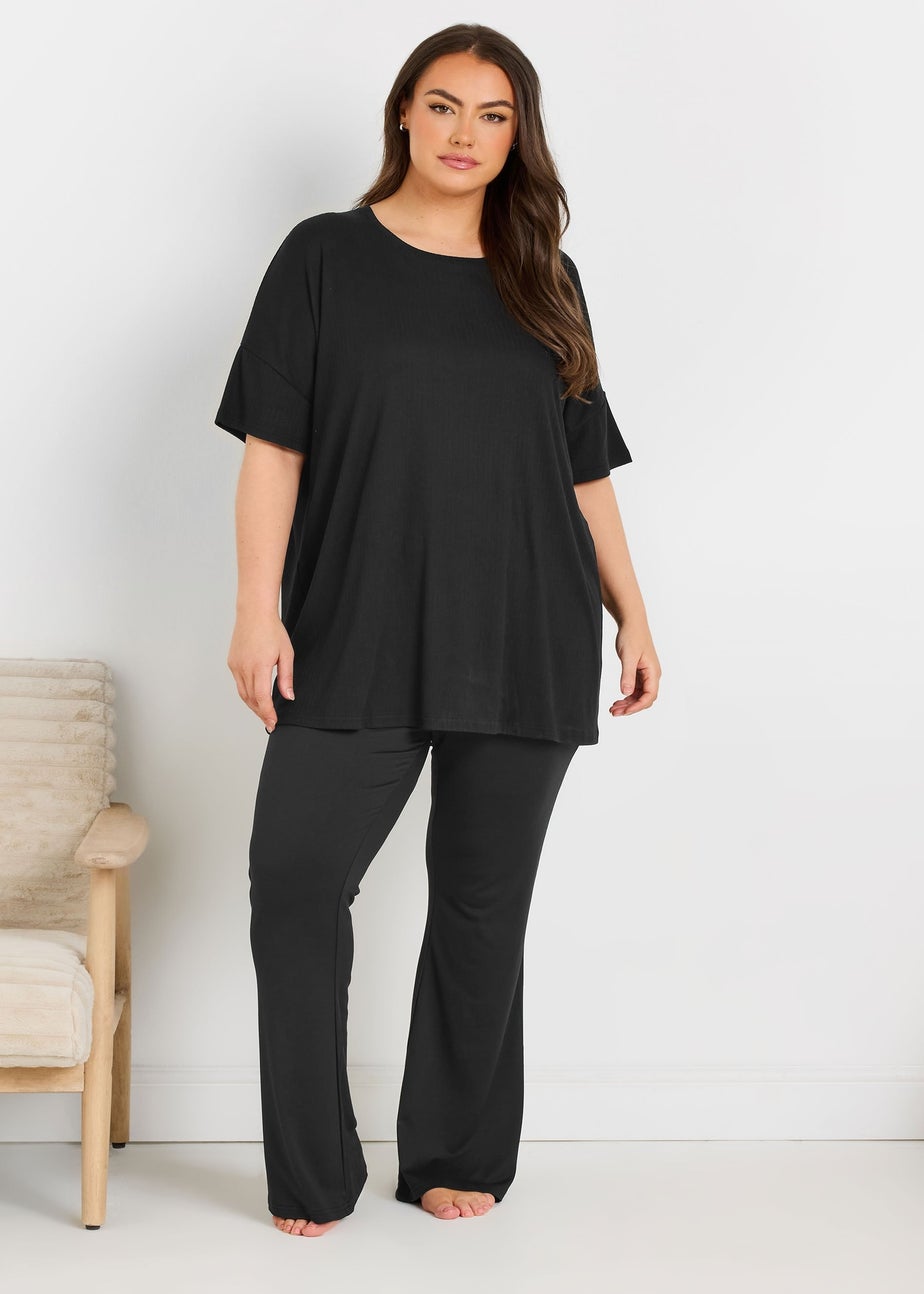 Yours Curve Black Flare Pyjama Bottoms