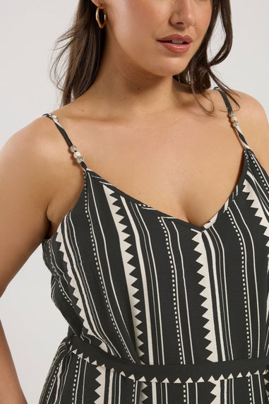 Yours Curve Black Zig Zag Bead Detail Maxi Dress