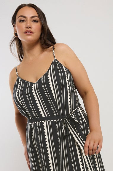 Yours Curve Black Zig Zag Bead Detail Maxi Dress