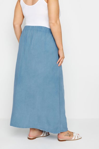 Yours Curve Blue Chambray Maxi Skirt