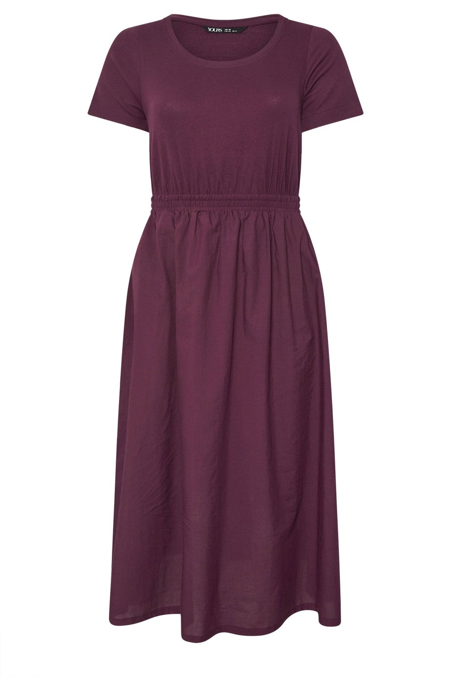 Yours Curve Dark Purple Jersey & Woven Mix Fabric Midaxi Skater Dress