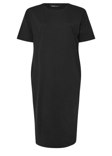 Yours Curve Black Oversized Pocket Detail Midi Dress