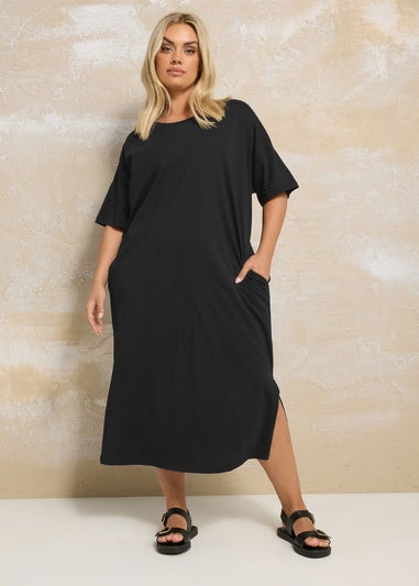Yours Curve Black Oversized Pocket Detail Midi Dress