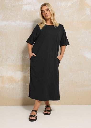Yours Curve Black Oversized Pocket Detail Midi Dress