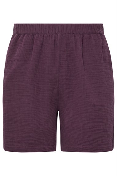 Yours Curve Purple Cotton Cheesecloth Shorts