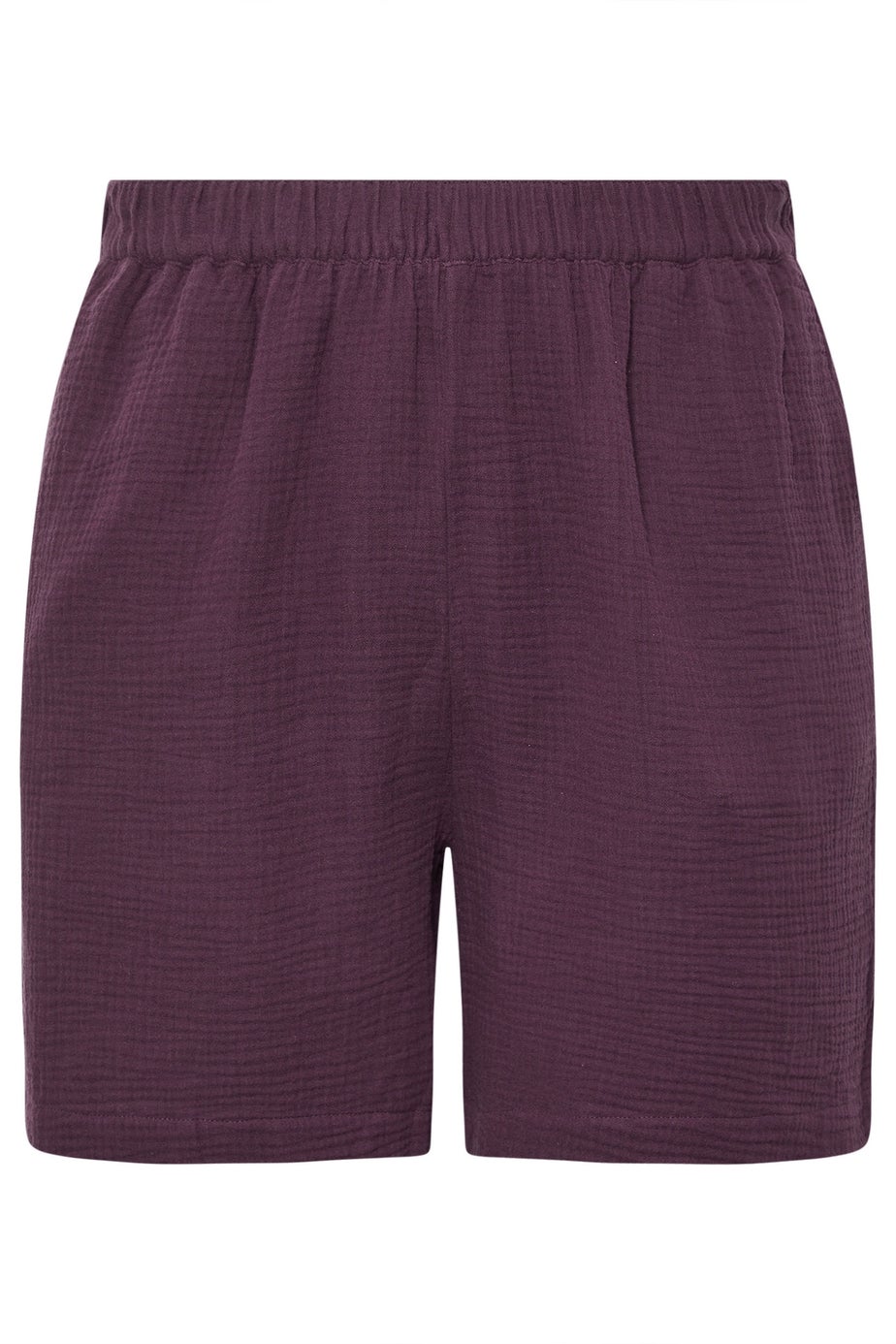 Yours Curve Purple Cotton Cheesecloth Shorts