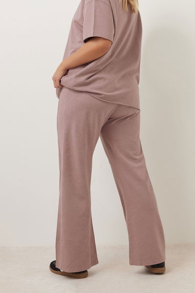 Yours Curve Pink Acid Wash Wide Leg Joggers