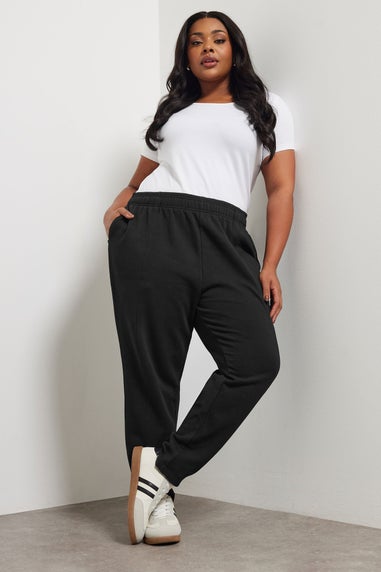 Yours Curve Black Tapered Leg Joggers