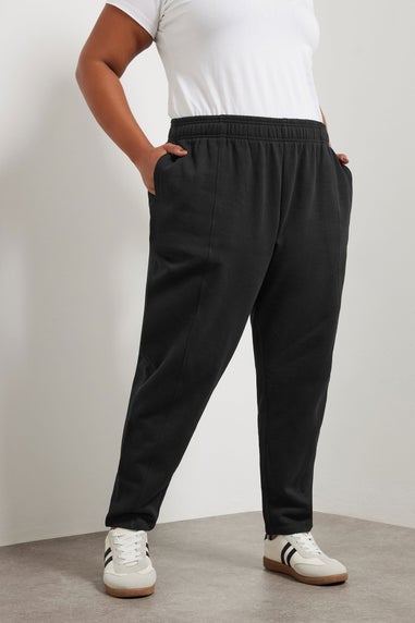 Yours Curve Black Tapered Leg Joggers