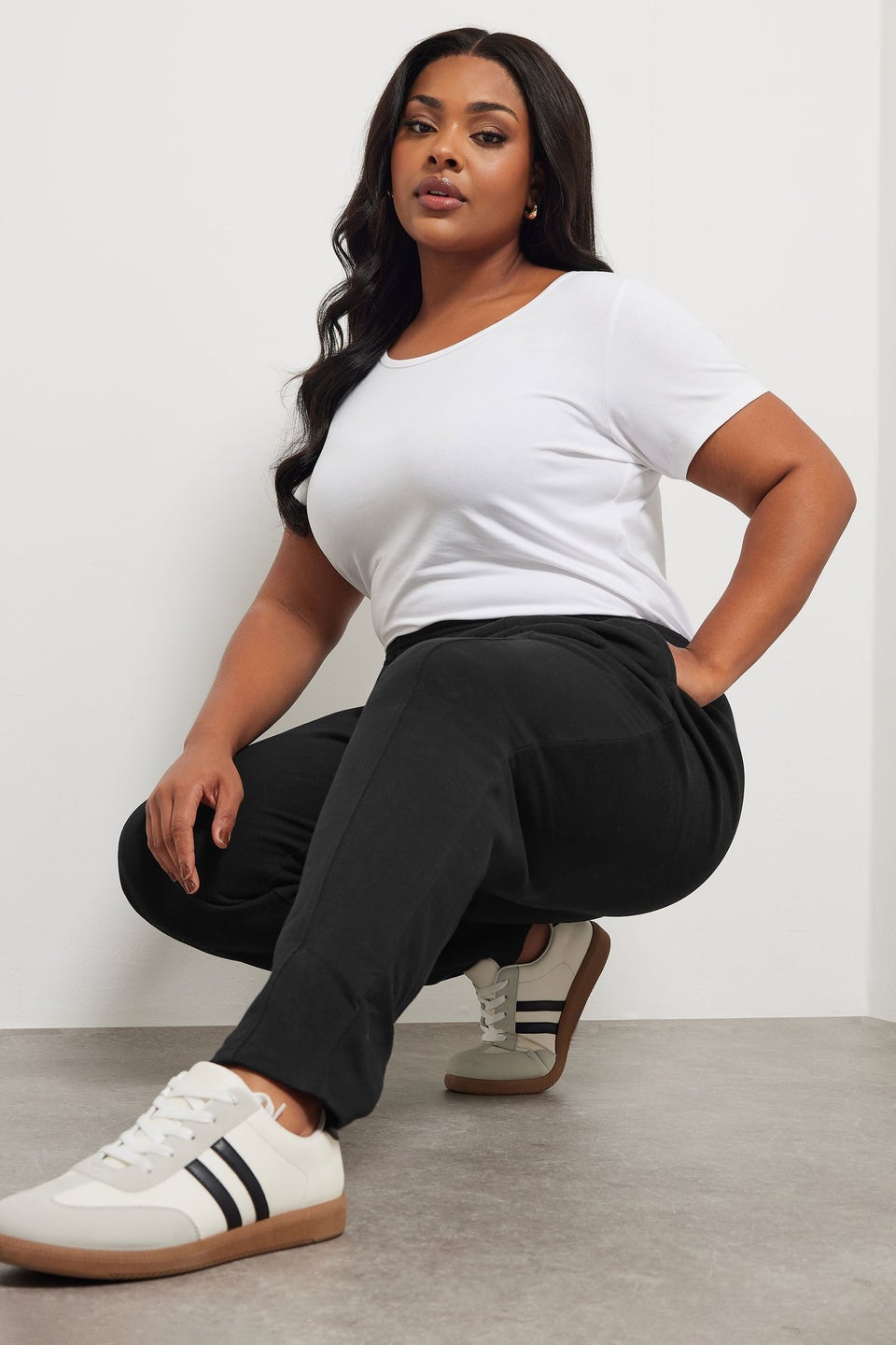 Yours Curve Black Tapered Leg Joggers