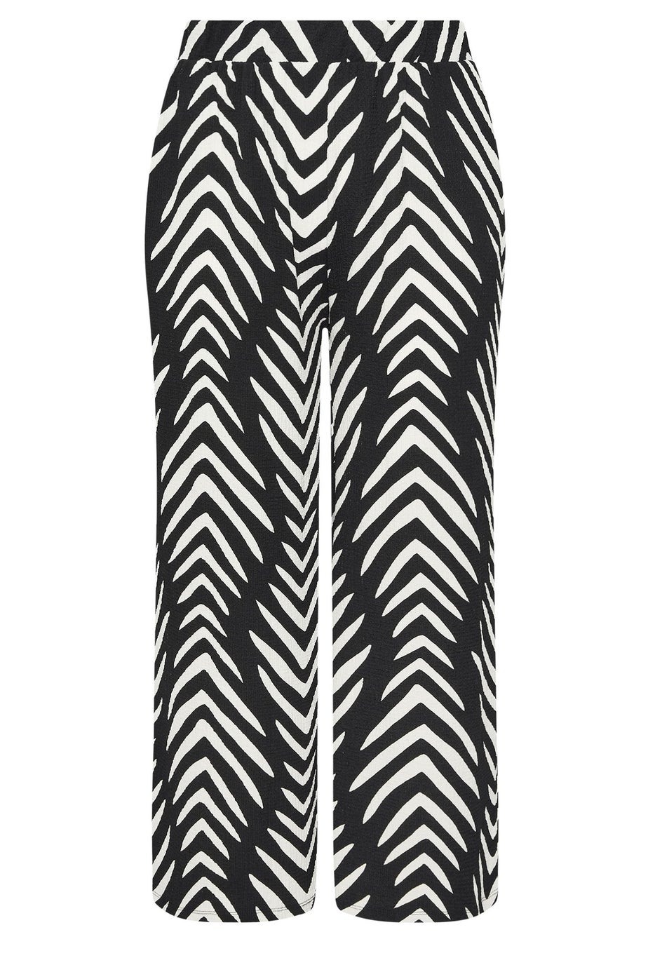 Yours Curve Black & White Abstract Print Wide Leg Trousers