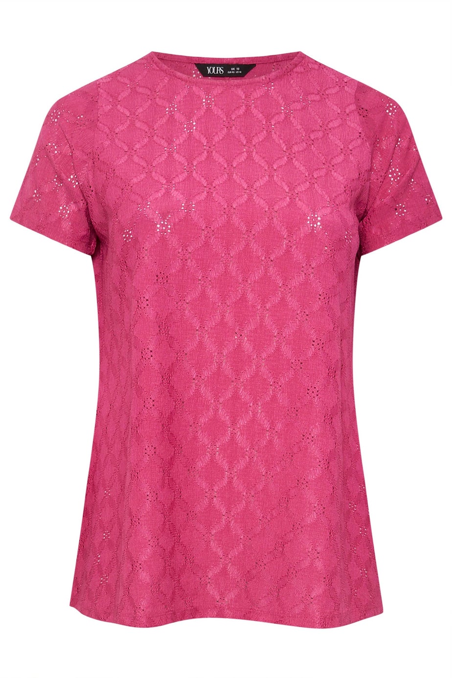 Yours Curve Pink Broderie Anglaise Textured Swing Top