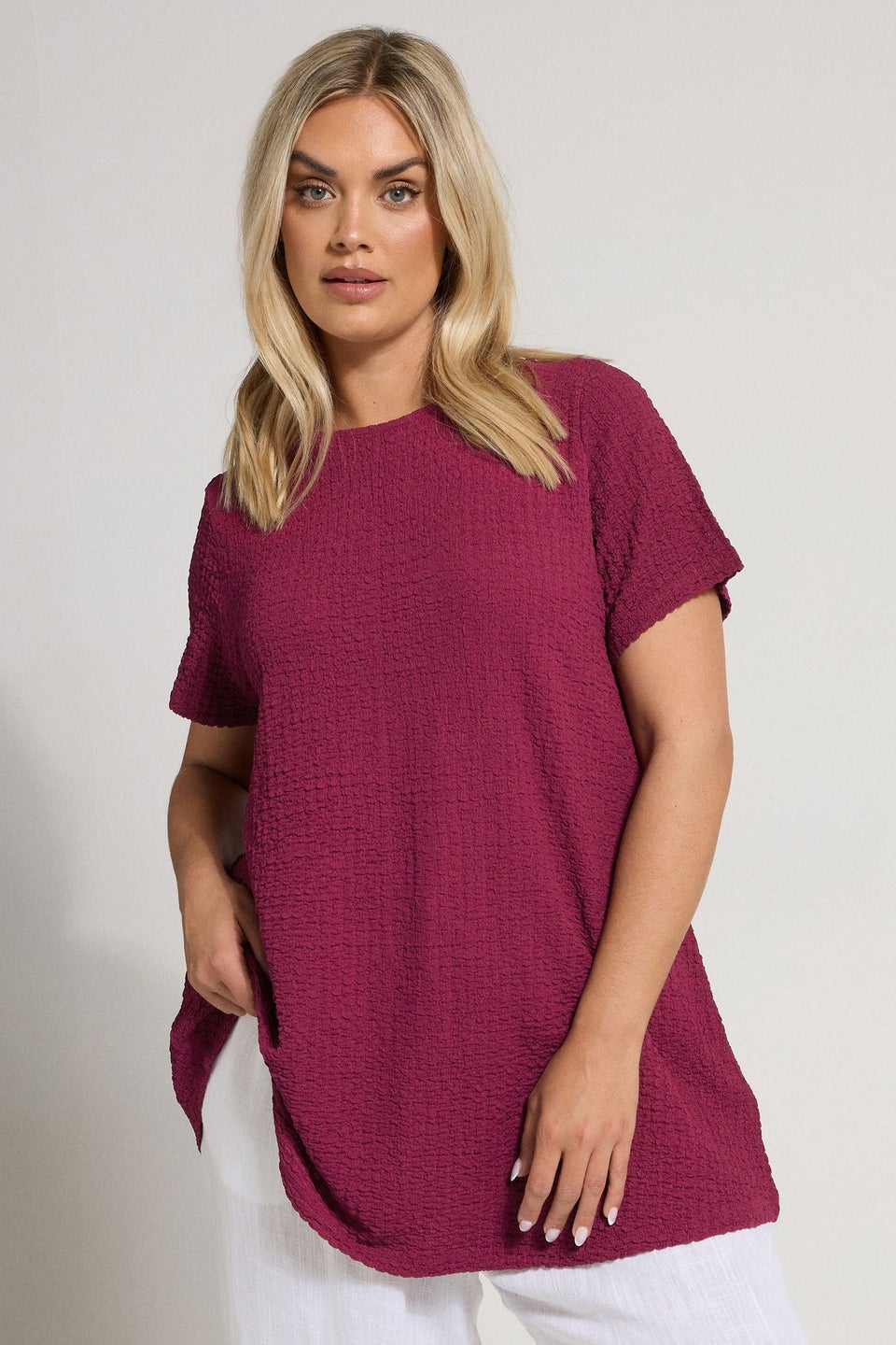 Yours Curve Dark Pink Textured Swing Top