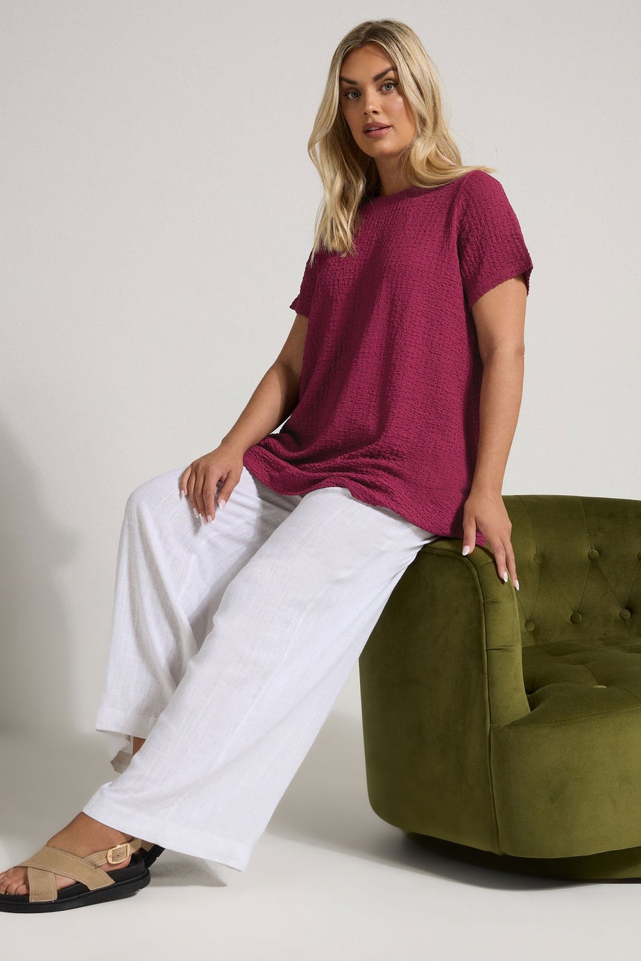 Yours Curve Dark Pink Textured Swing Top