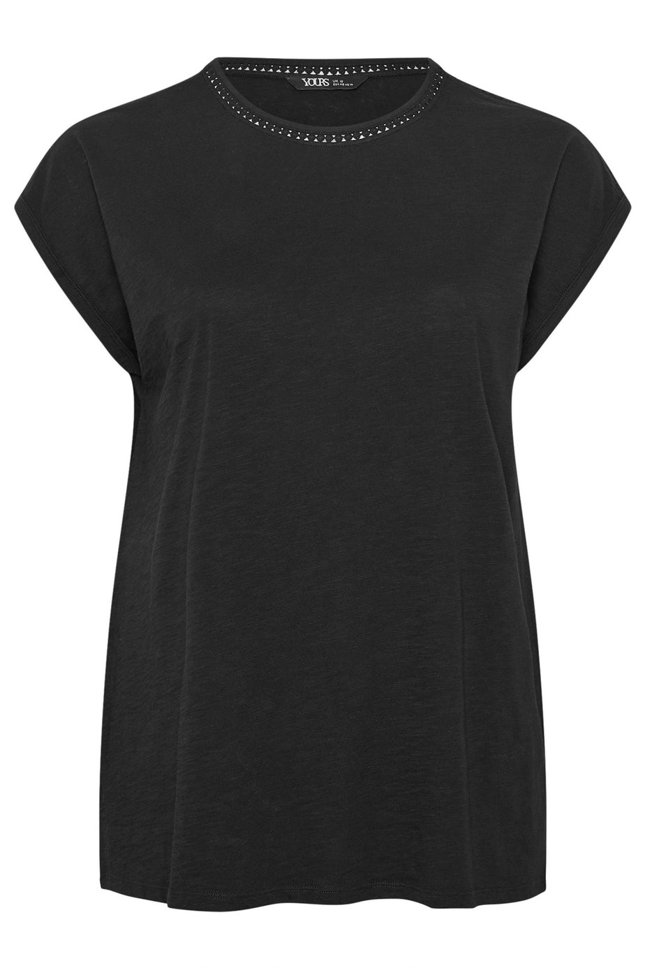 Yours Curve Black Crochet Trim Detail T-Shirt