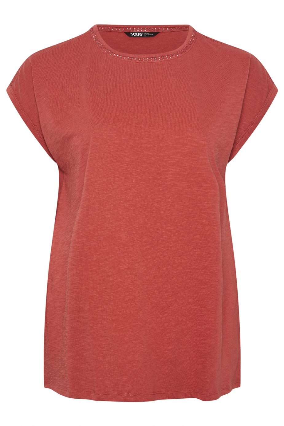 Yours Curve Rust Orange Crochet Trim Detail T-Shirt