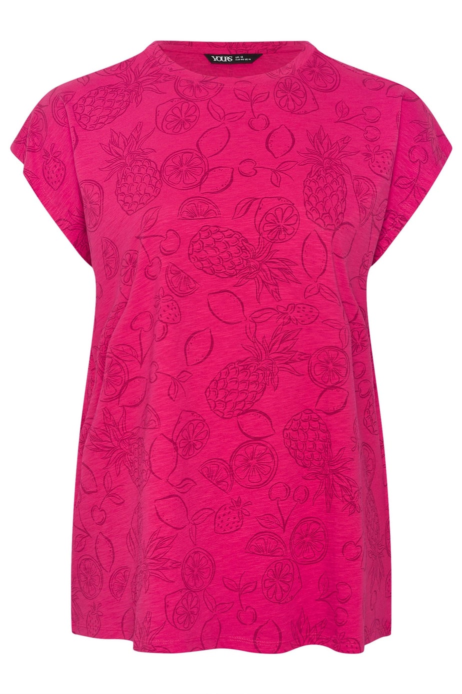 Yours Curve Pink Tropical Fruit Print T-Shirt