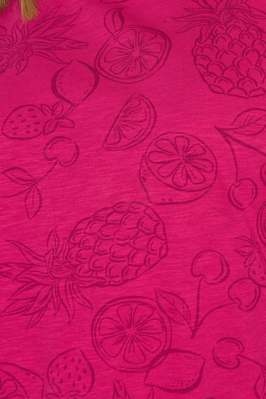 Yours Curve Pink Tropical Fruit Print T-Shirt