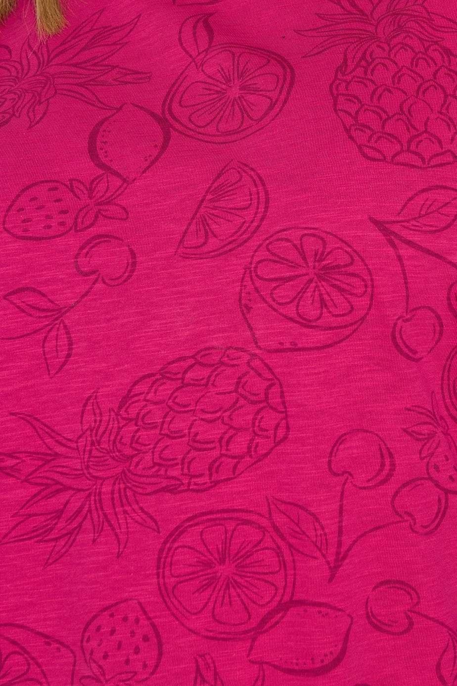 Yours Curve Pink Tropical Fruit Print T-Shirt