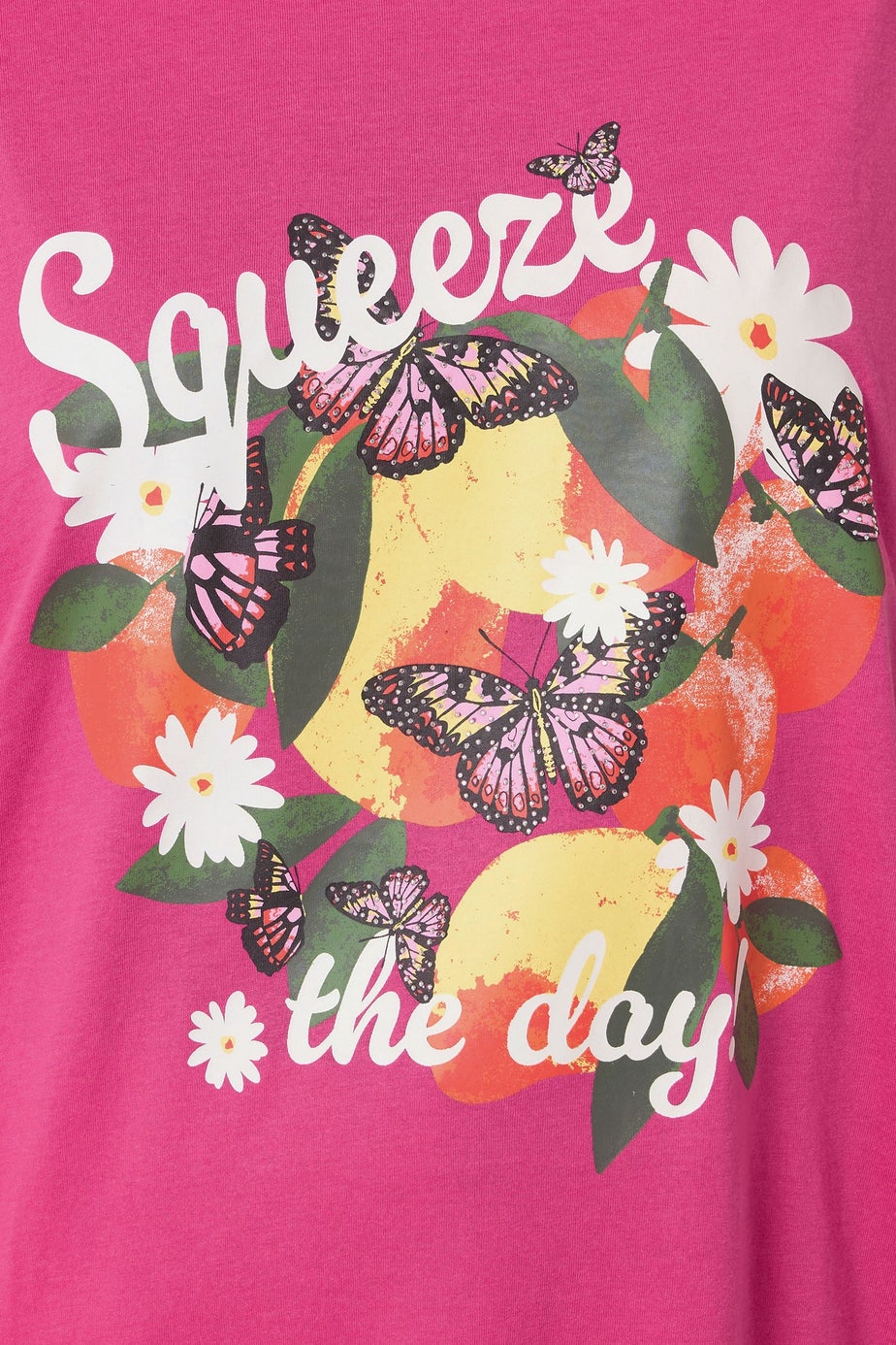 Yours Curve Pink Squeeze The Day Lemon Graphic Print T-Shirt