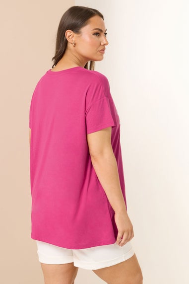 Yours Curve Pink Squeeze The Day Lemon Graphic Print T-Shirt