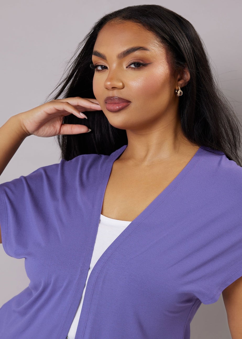 Yours Curve Purple Grown On Sleeve Jersey Cardigan