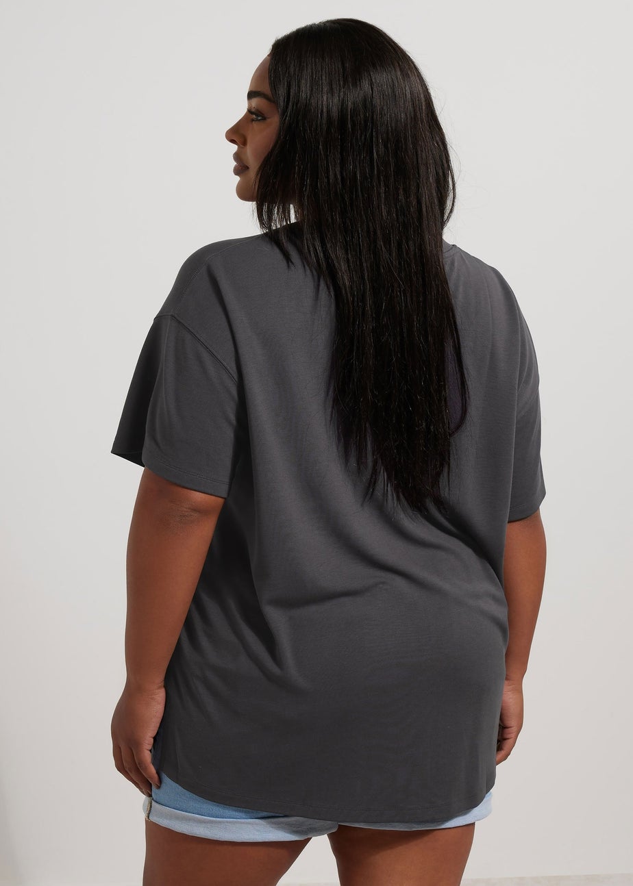 Yours Curve Charcoal Grey Heavyweight Oversized T-Shirt