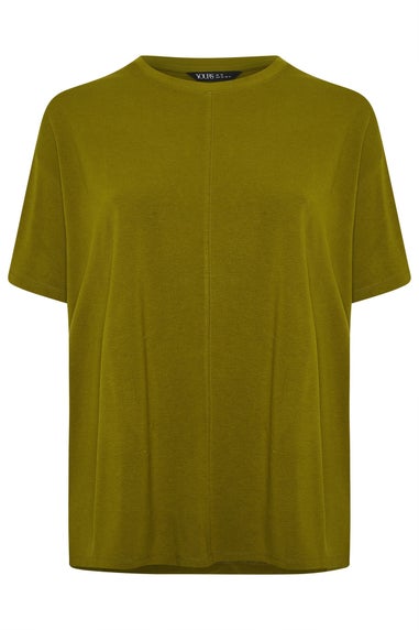 Yours Curve Olive Green Heavyweight Oversized T-Shirt