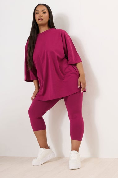 Yours Curve Berry Red Oversized Boxy T-Shirt