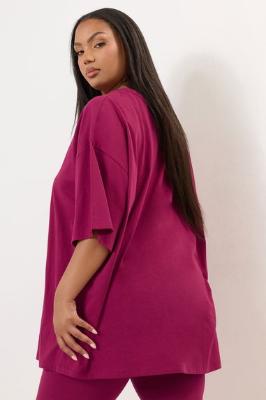 Yours Curve Berry Red Oversized Boxy T-Shirt