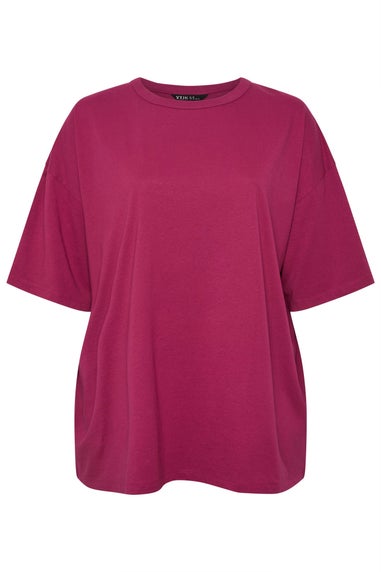 Yours Curve Berry Red Oversized Boxy T-Shirt