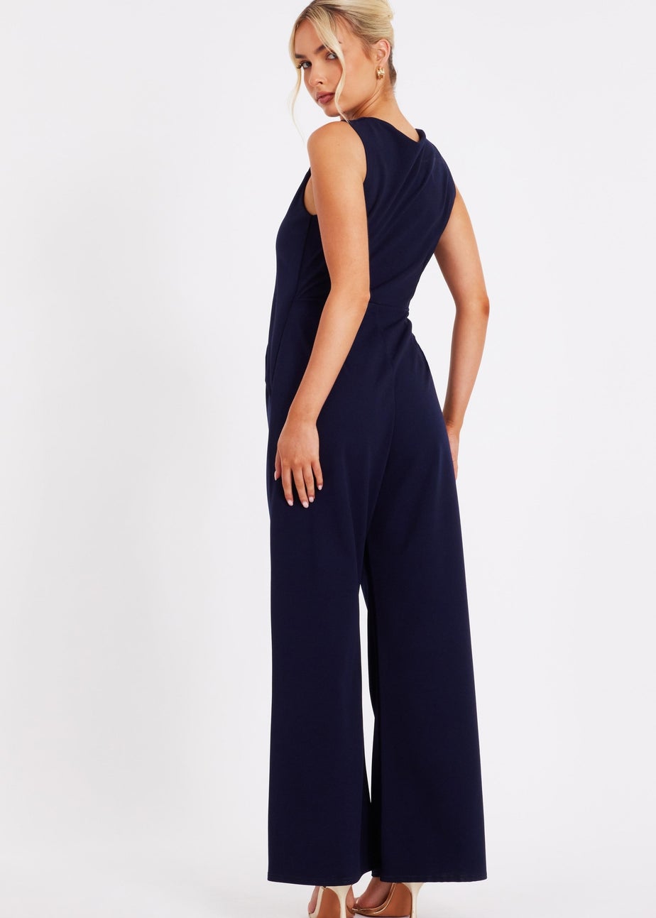 Quiz Navy Waistcoat Jumpsuit