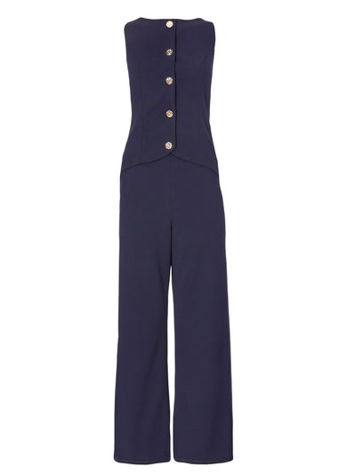 Quiz Navy Waistcoat Jumpsuit