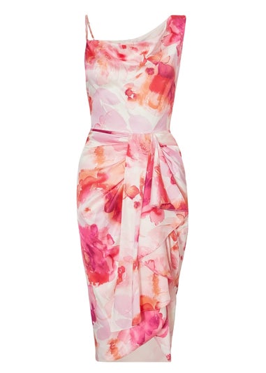 Quiz Pink Petite Floral Print Midi Dress