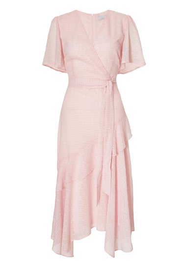 Quiz Pink Textured Chiffon Midi Dress