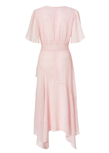 Quiz Pink Textured Chiffon Midi Dress