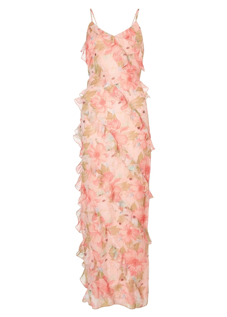 Quiz Orange Chiffon Floral Maxi Dress