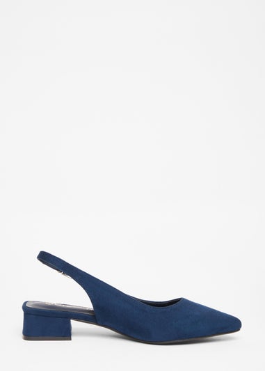 Quiz Navy Wide Fit Faux Suede Pumps